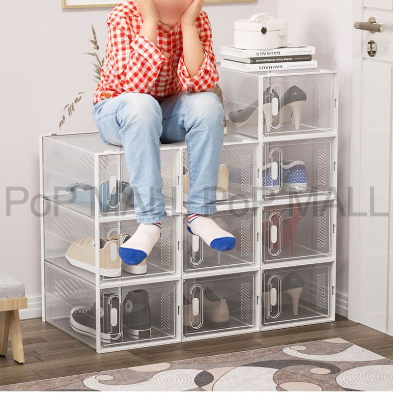 POP Shoe Box Foldable Stackable Shoe Cabinet Storage Full Transparent ...