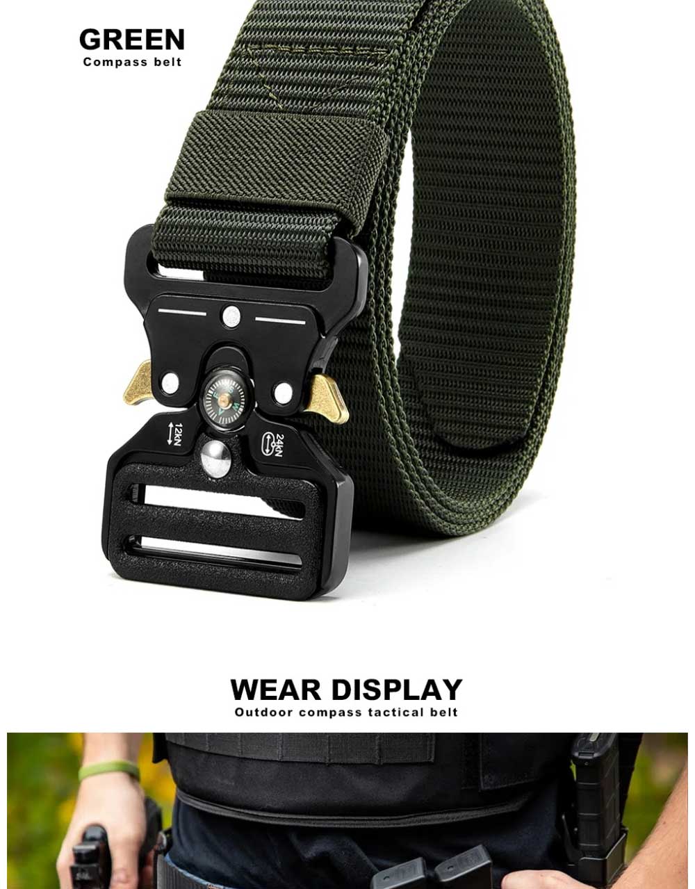 Men's Belt Army Outdoor Hunting Compass Tactical Multi Function Combat ...