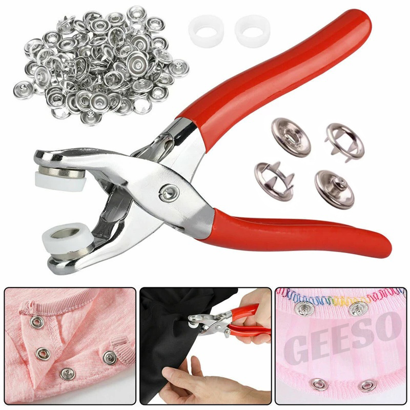 GEESO Snap Button Plier Metal Snap Button Set Five-Claw Snap Button ...