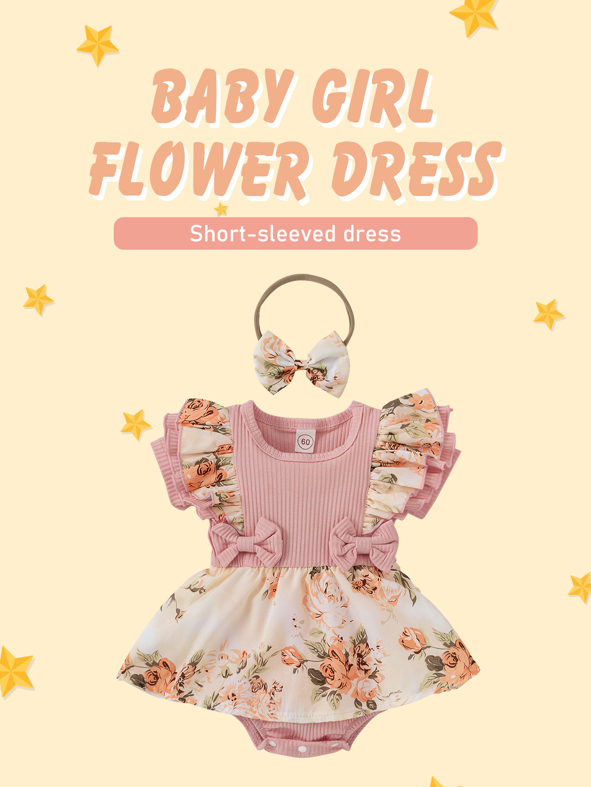 Baby Girls Romper Dress Floral Print Ruffle Jumpsuits Baby Girl Outfits ...