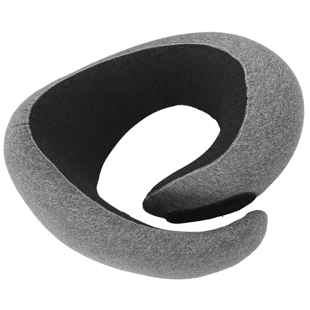 Memory Foam Travel Neck Pillow - U-Shaped, Adjustable Toggle, Gray & Blue For Flights & Car Rides