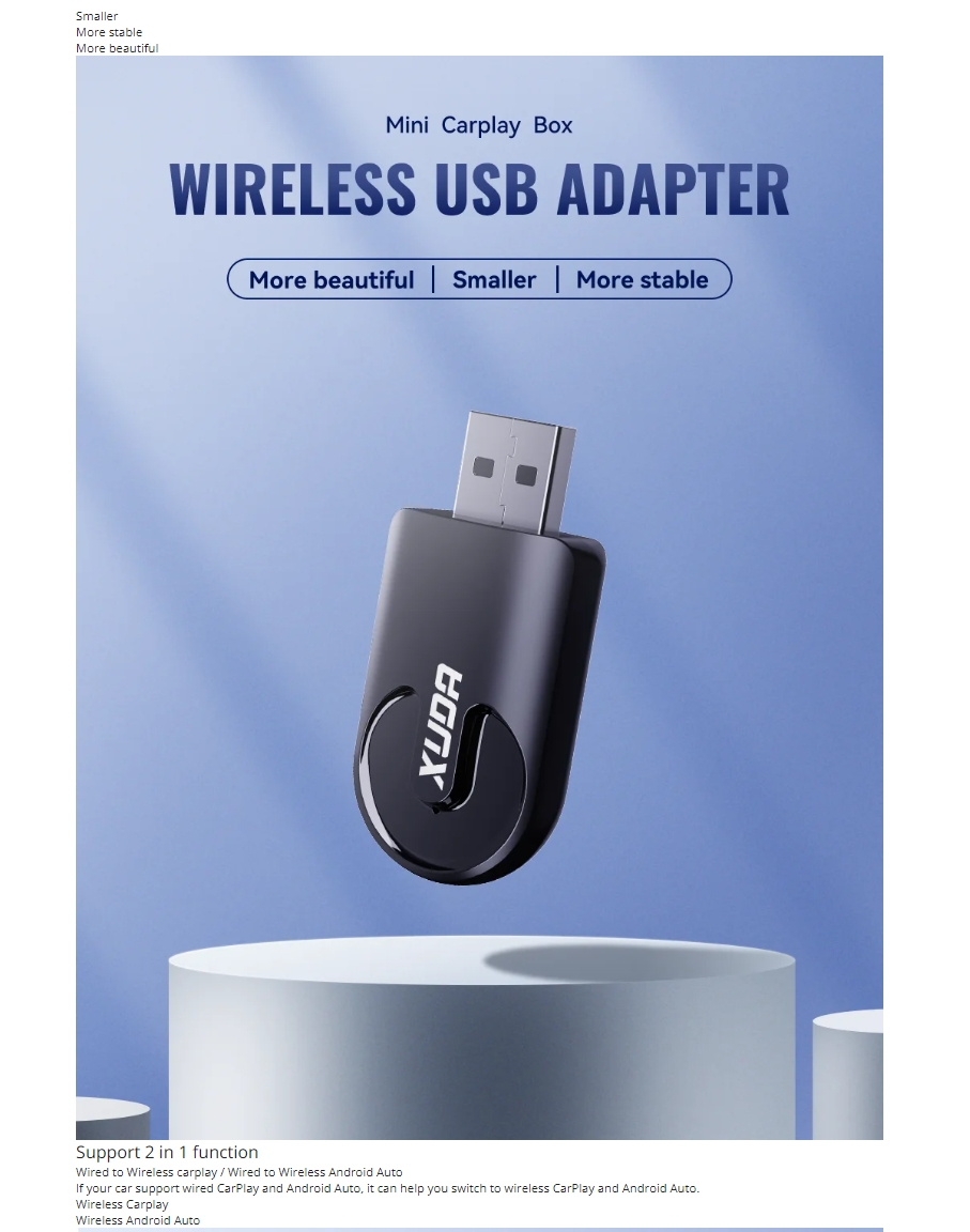 Smart Carplay AI Box 2 In 1 Wired to Wireless Mini Car Play USB Dongle ...
