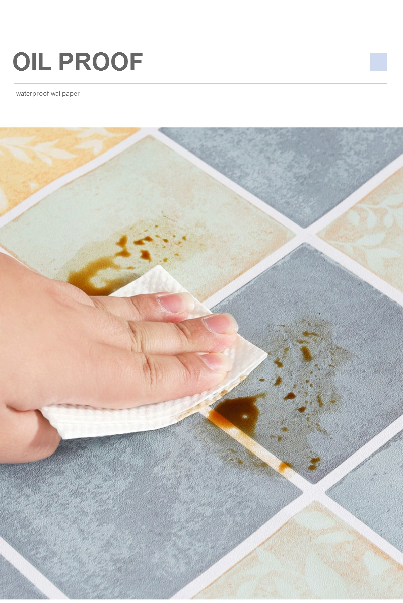 Self Adhesive Wallpaper Bathroom Kitchen Oilproof Waterproof Wall