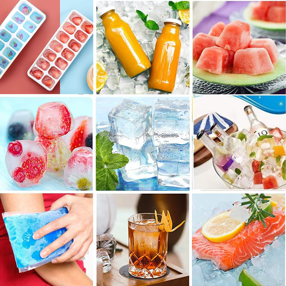 Ice Cube Tray , Silicone Ice Cube Molds, Easy Release 15 Square Ice ...