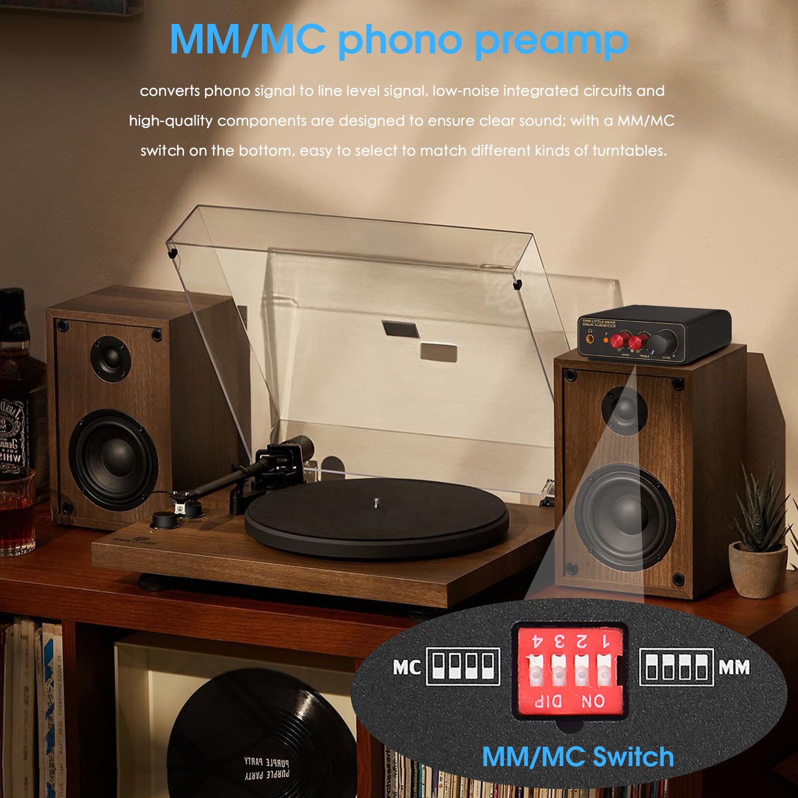 Douk Audio T14-EQ Stereo RIAA MM/MC Phono Stage Preamp Home Turntables ...