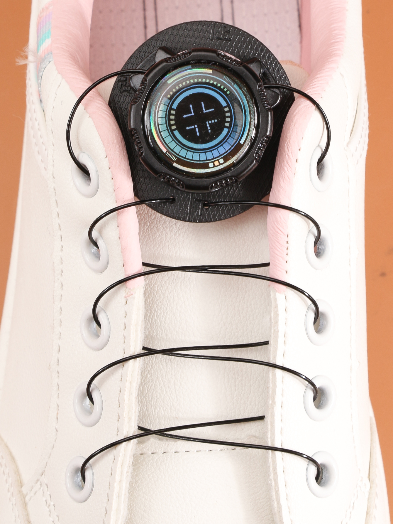 View of Rotating Button Shoelaces Auto Elastic No Tie Sports Running Shoes ...