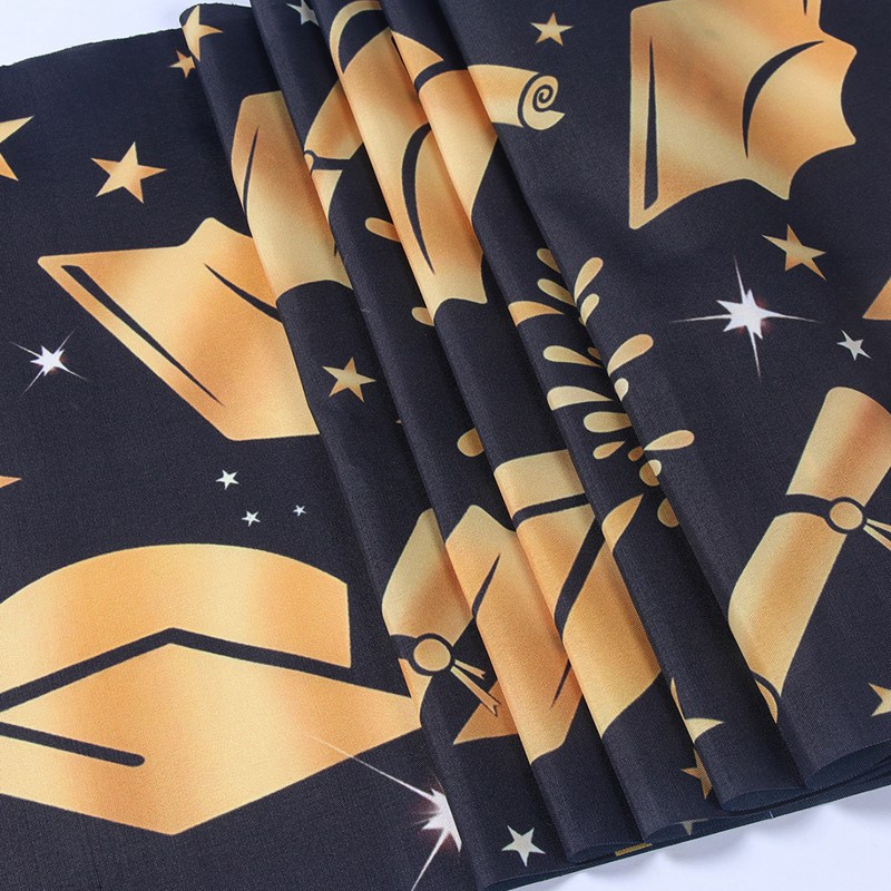 35*180cm Congrats Grad Table Runner Graduation Cap Printed Pattern ...