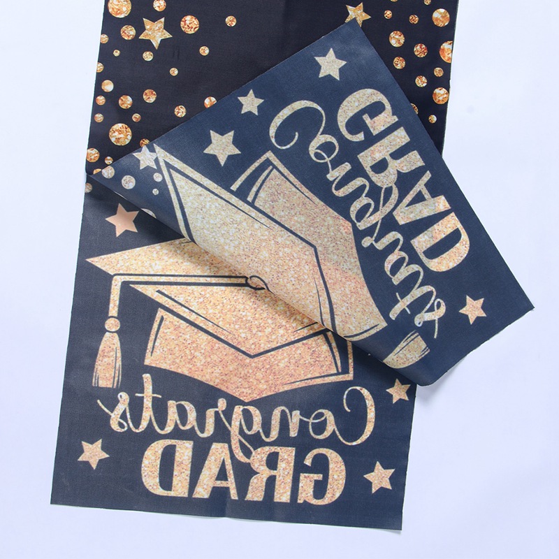35*180cm Congrats Grad Table Runner Graduation Cap Printed Pattern ...