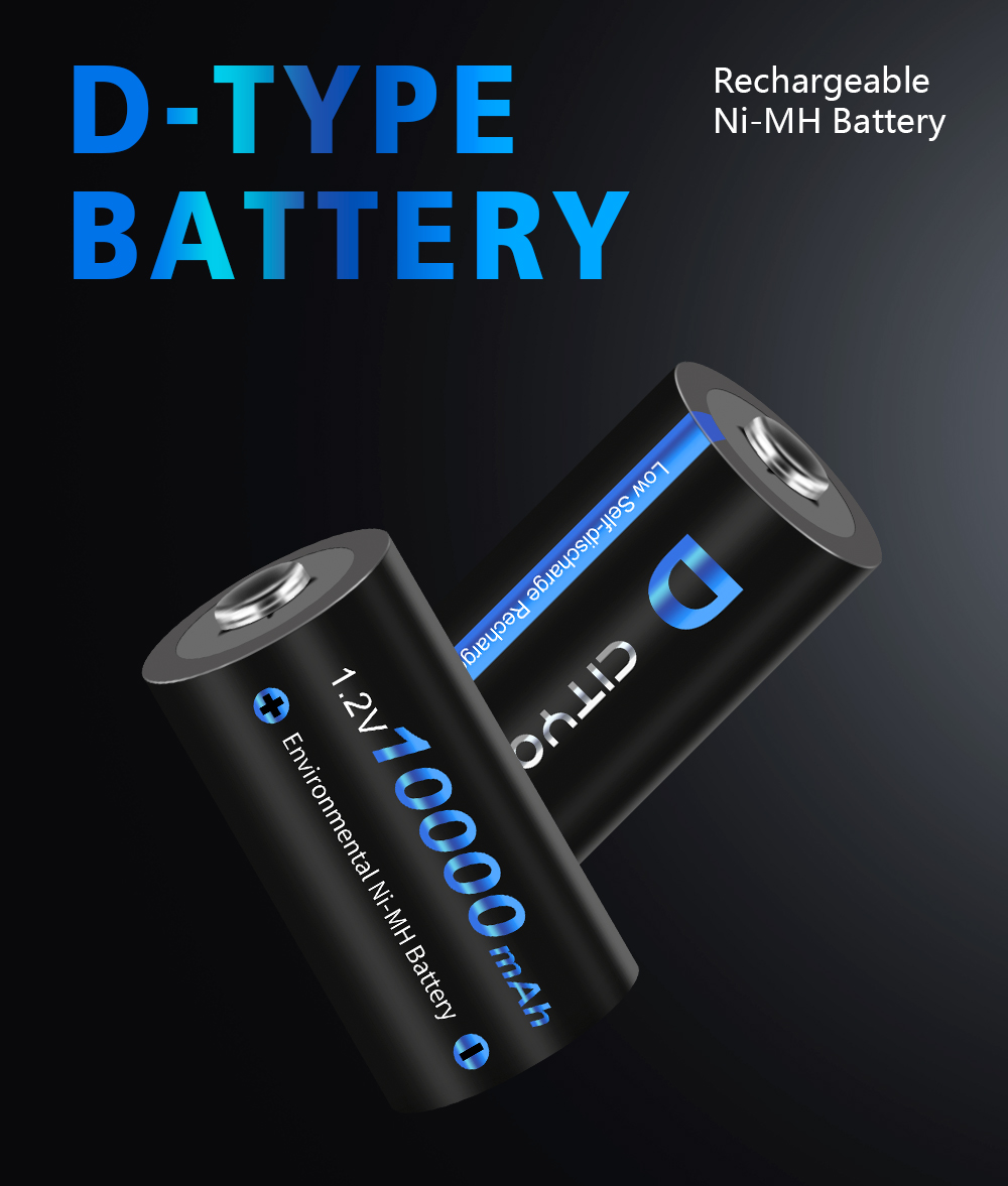 Cityork 1.2V D Size R20 10000mAh C Size R14 5000mAh Ni-MH Rechargeable ...
