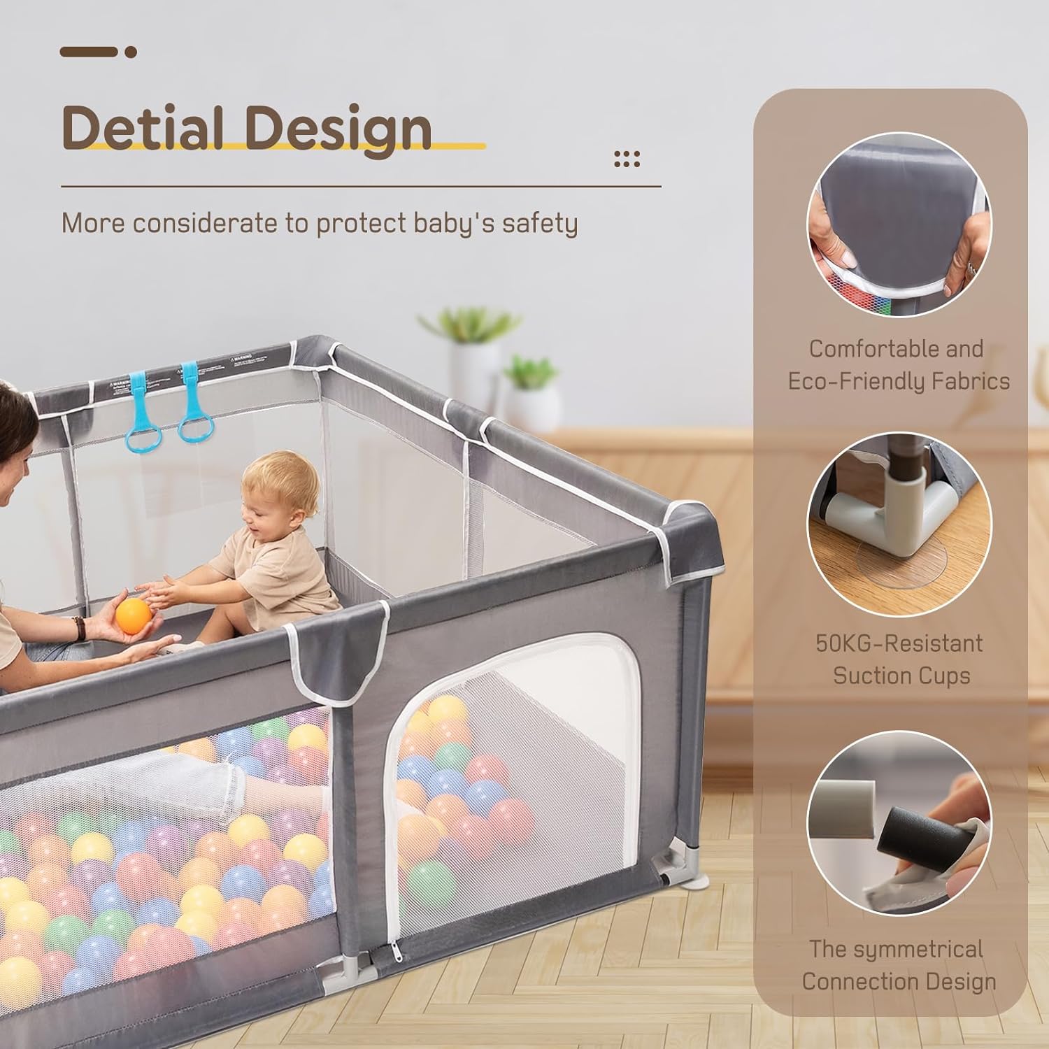 Playpen Baby Kids Play Fence Rectangle Playpen Safety Play Yard Indoor ...