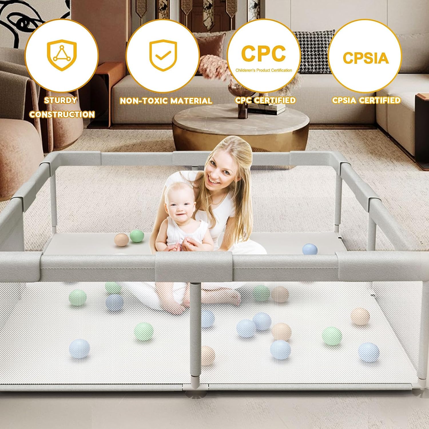 Playpen Baby Kids Play Fence Rectangle Playpen Safety Play Yard Indoor ...