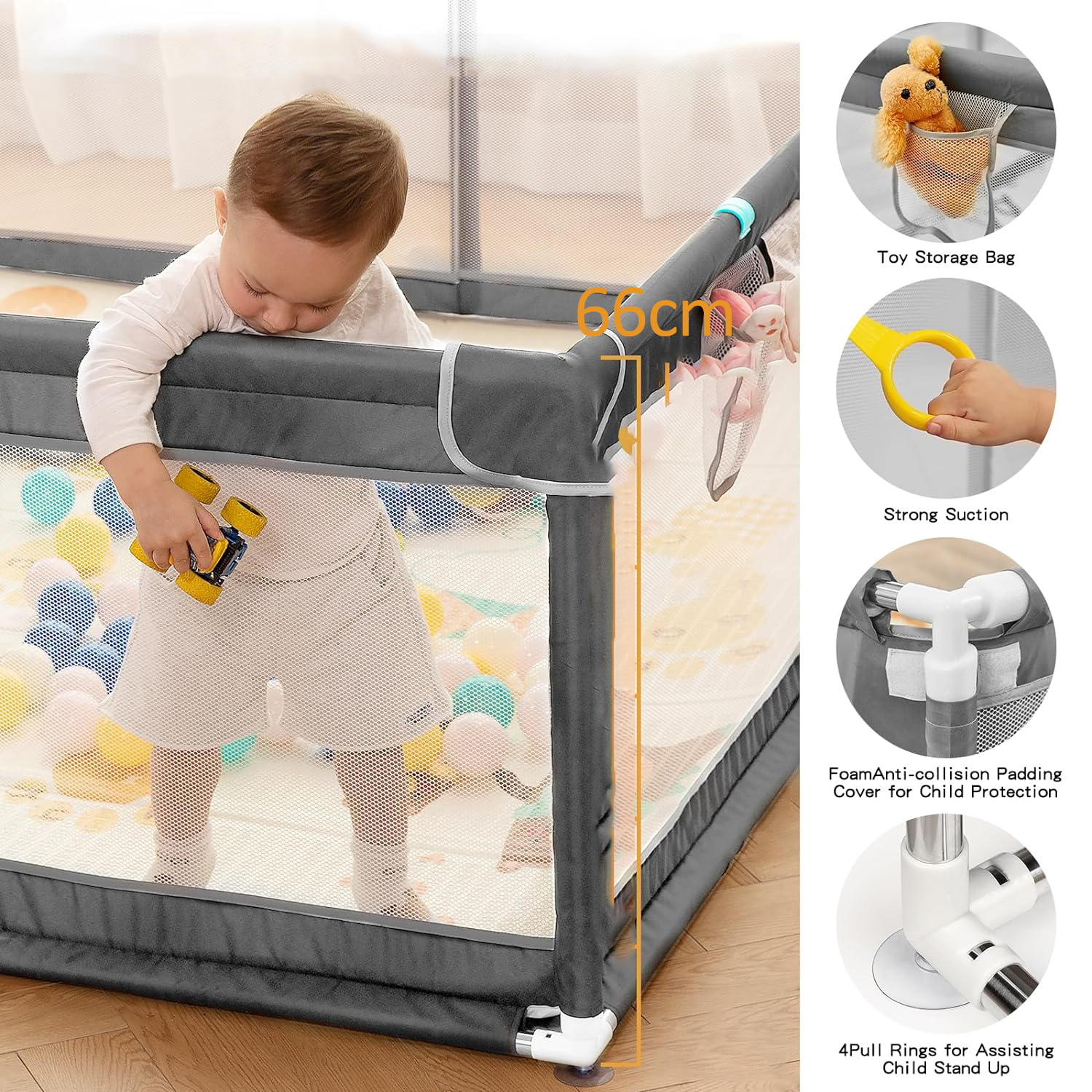 Playpen Baby Kids Play Fence Rectangle Playpen Safety Play Yard Indoor ...