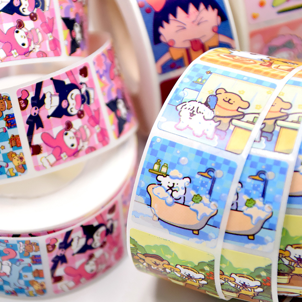 500pcs/roll Cartoon Cute DIY Handbook Material Sticker Gift Bag Sealing ...
