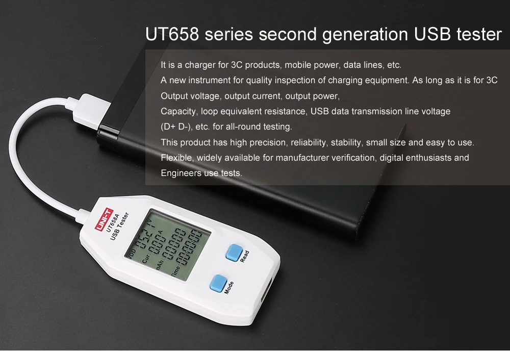 UNI-T UT658 Series 3C USB Voltage Safety Tester Voltmeter Amperemeter ...