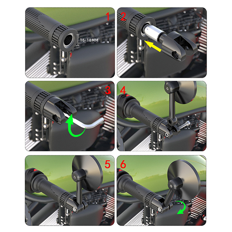 SEAMETAL Motorcycle Side Mirror Handle Bar Round Bar End Rear Mirrors ...