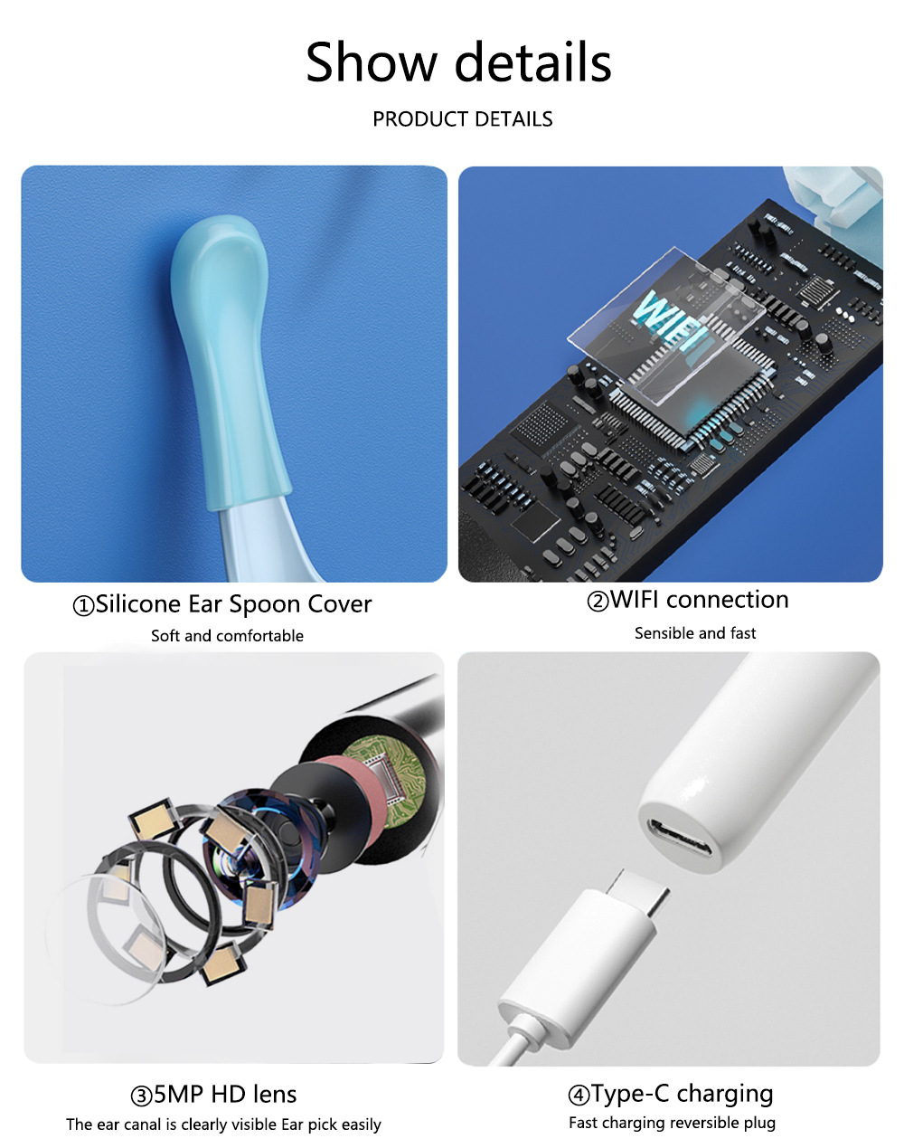 Hailicare 3.5mm Earpick With Camera For Baby Adult Otoscope Endoscope