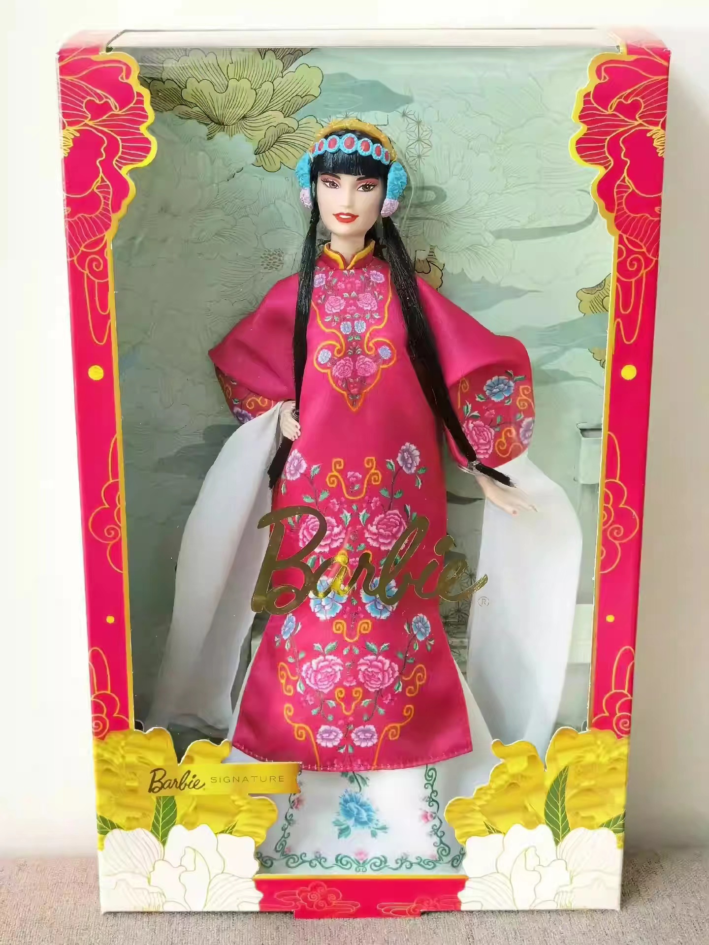 Barbie Signature Lunar New Year Doll, Collectible in Red Floral Robe ...