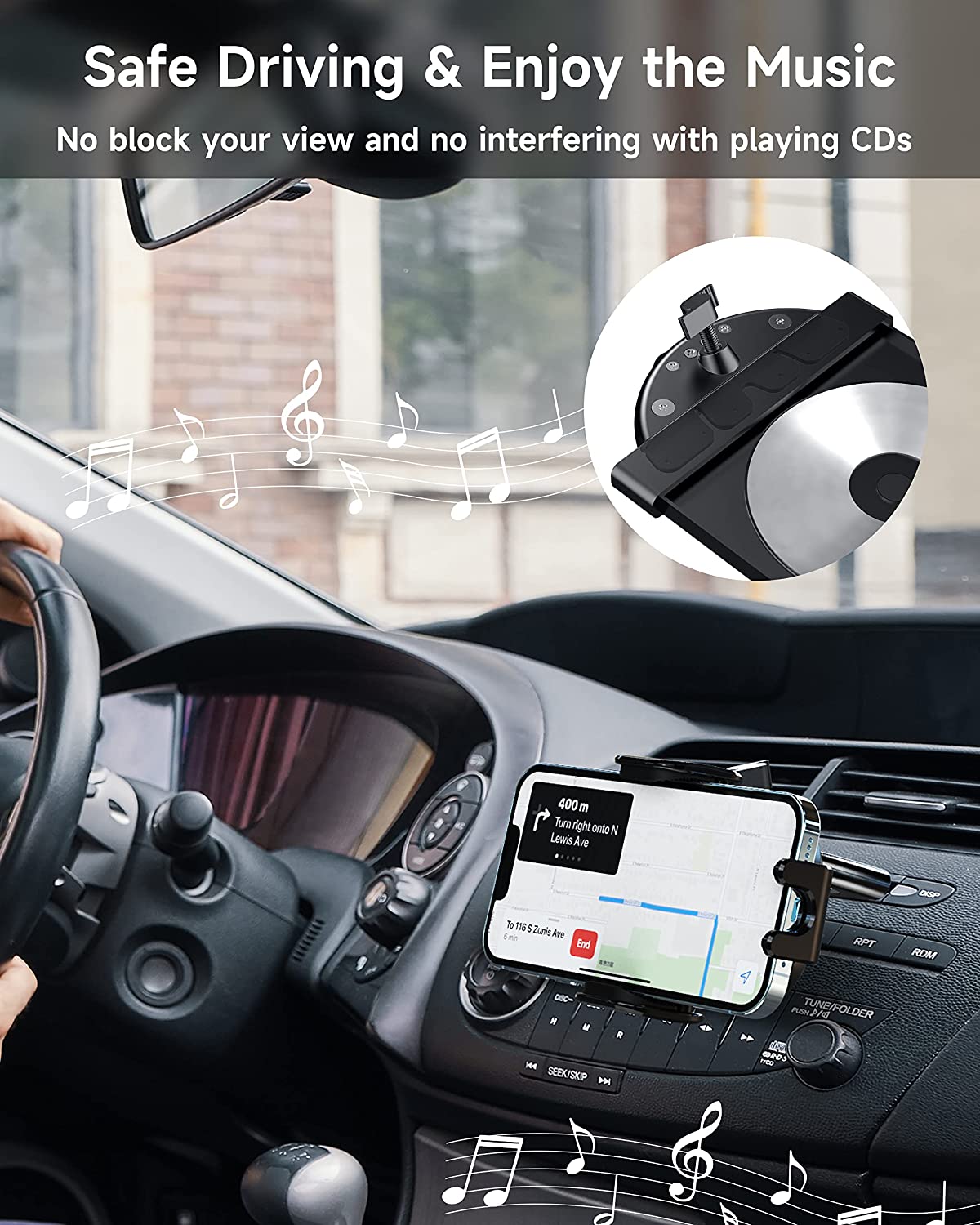 Untoom Car CD Slot Mobile Phone Holder Accessories 17mm Ball Head Base ...