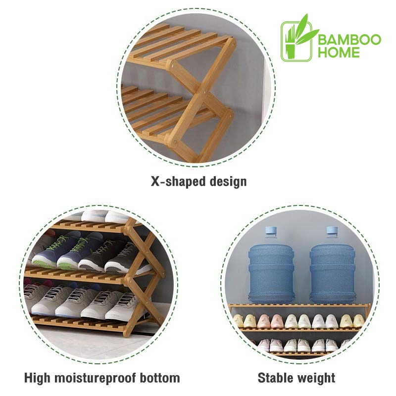 Bamboo Shoe Rack Foldable Portable Multifunctional Organizer Folding ...