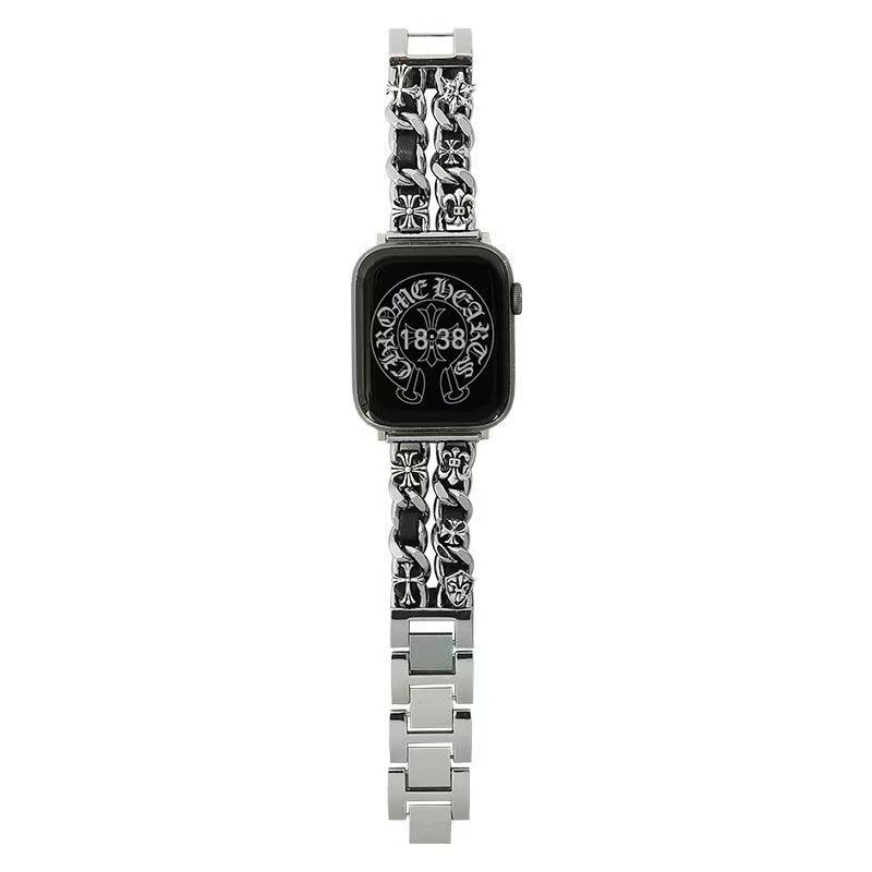 Chrome Hearts Watch Strap Fashionable Popular Alloy Material with PU Style Strap Suitable for iWatch 9 8se 7 6 5 4 3 2 1 INS Style Shopee Malaysia