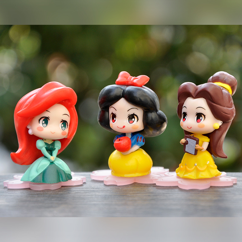 9Pcs/Set Q Version Little Princess Figure Snow White Cinderella Mulan ...