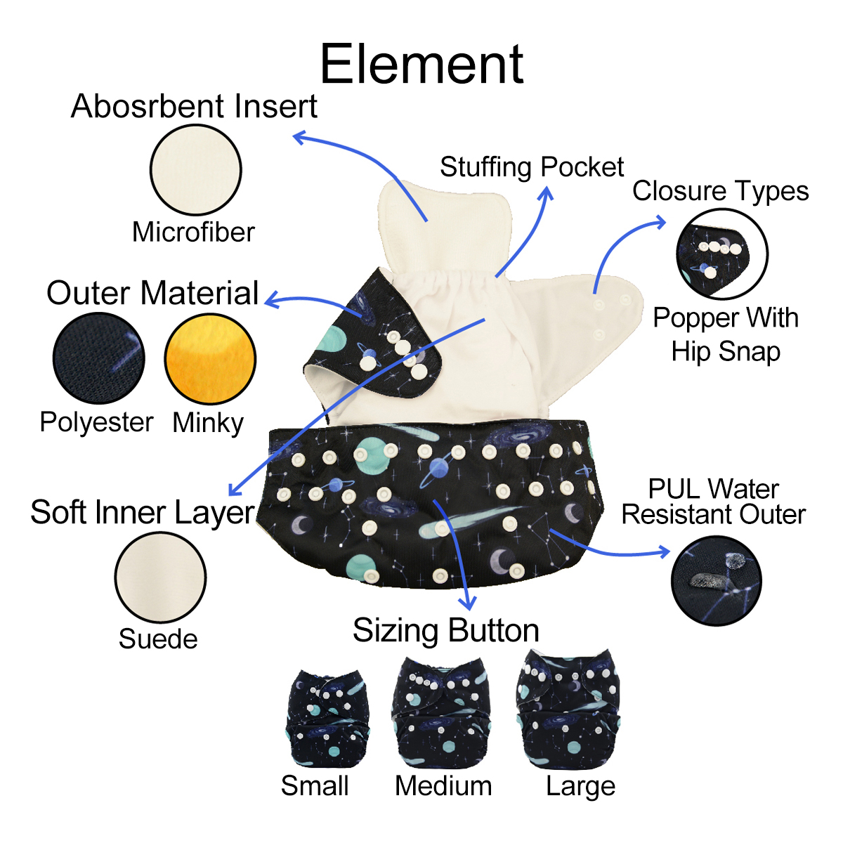 ALVA baby cloth diaper 【shell only】Printed One Size Reusable Waterproof ...