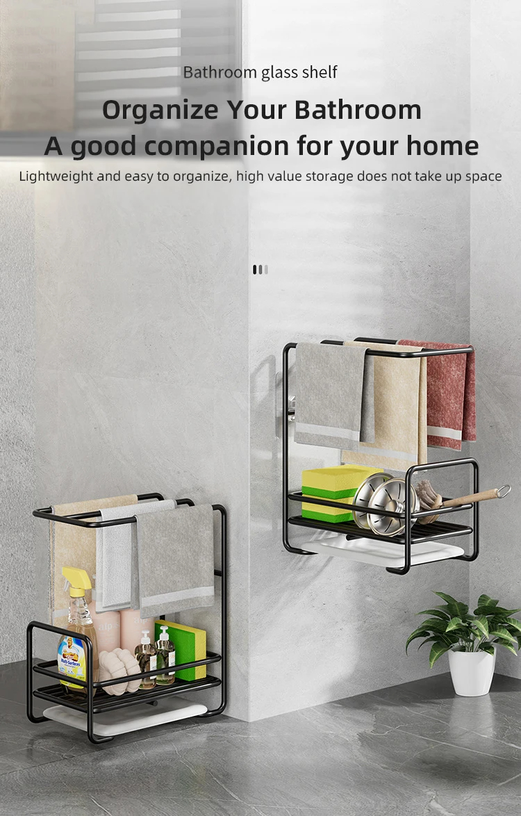Kitchen Dishcloth Storage Rack Rag Holder Dish Brush Drying Hanger with ...