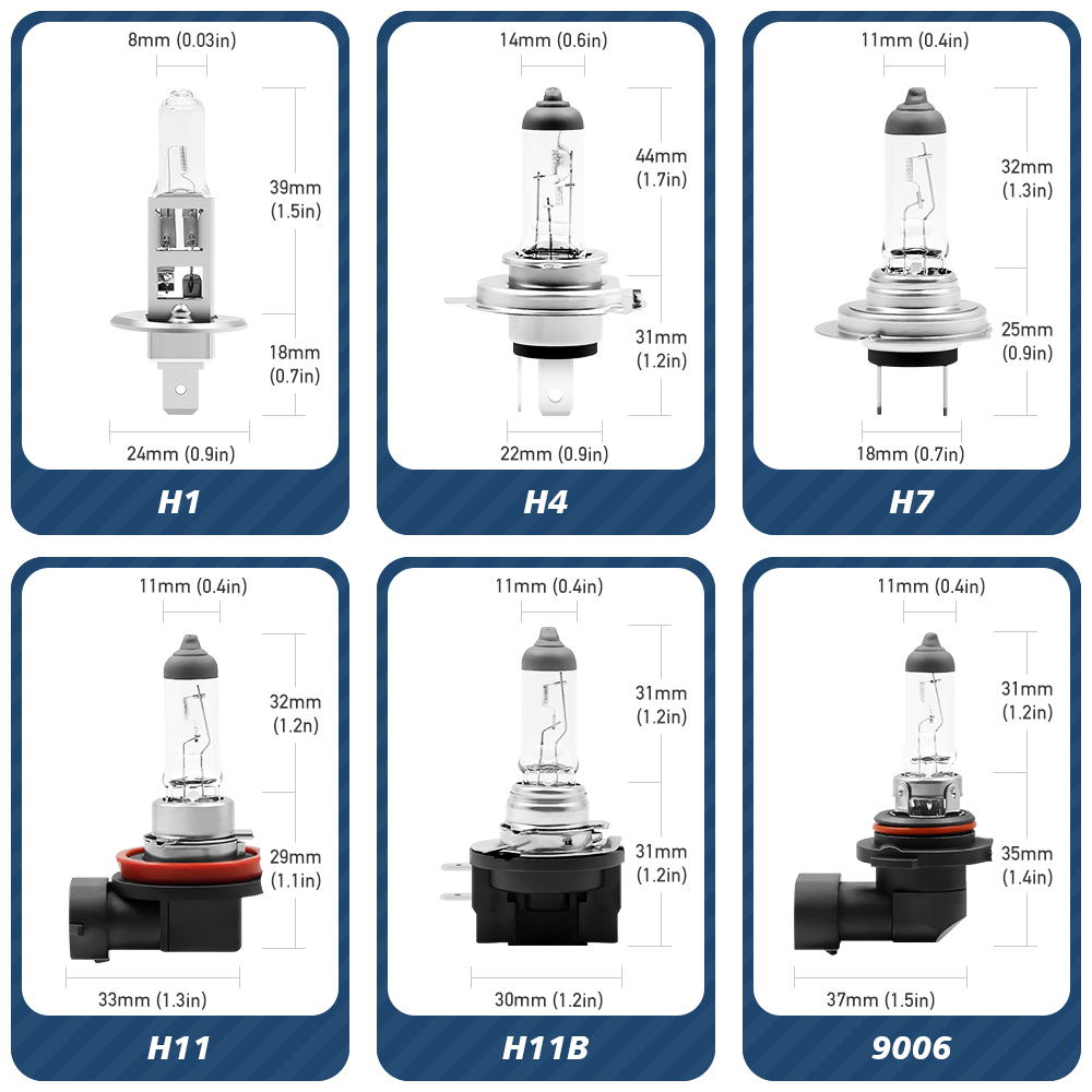 VEHICODE 1pc H1 H3 H4 H7 H11 HB3 9005 HB4 9006 HIR2 9012 Bulb Halogen ...