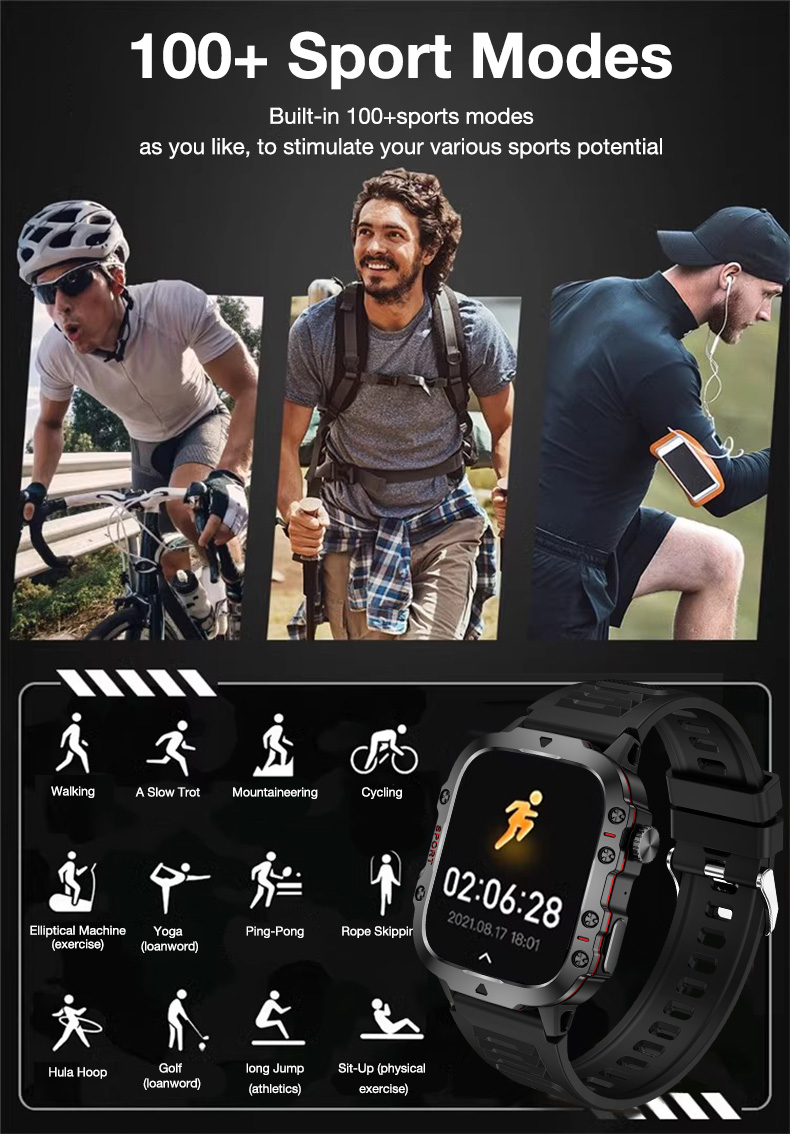 GloryFit TETRA S2 Smart watch 3ATM Waterproof 100+ Sport Modes Heart Rate Blood Oxygen