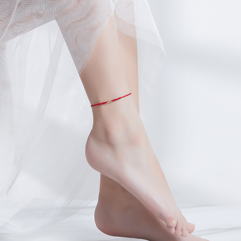Red Rope Anklet Female Hand-woven Anklet Tai Sui Hand Rope High-end ...