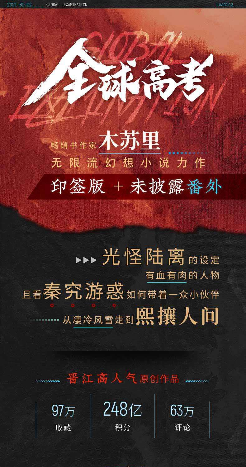 全球高考小说人氣作家木苏里未披露番外+无限流幻想小说力作漫画