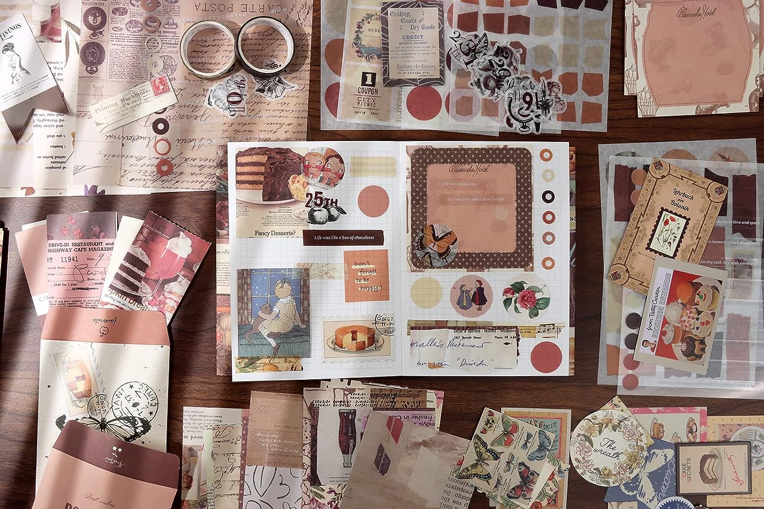 Vintage Aesthetic Scrapbook Kit(346pcs), Bullet Junk Journal Kit with ...