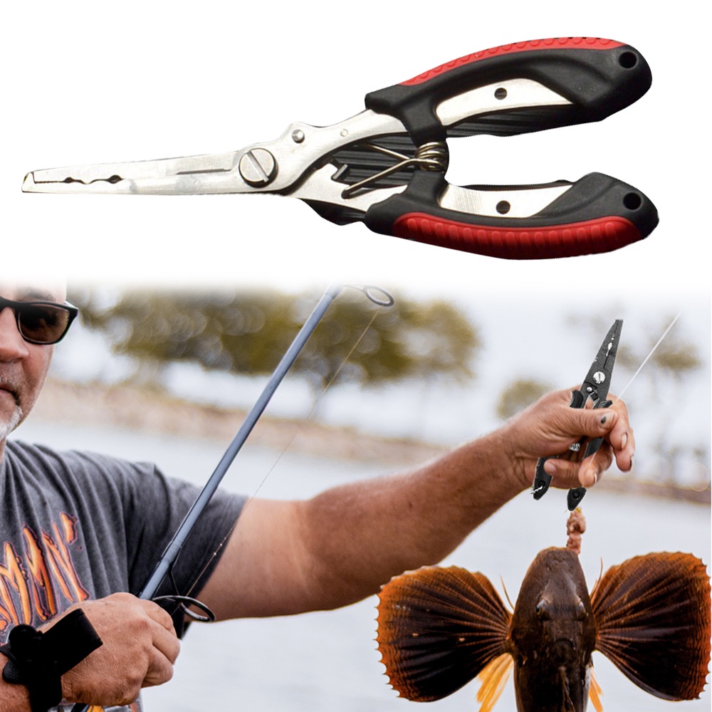 2-Pack Stainless Steel Multi-Tool Fishing Pliers - Line Cutter, Hook Remover, Split Ring Opener, With Lanyard