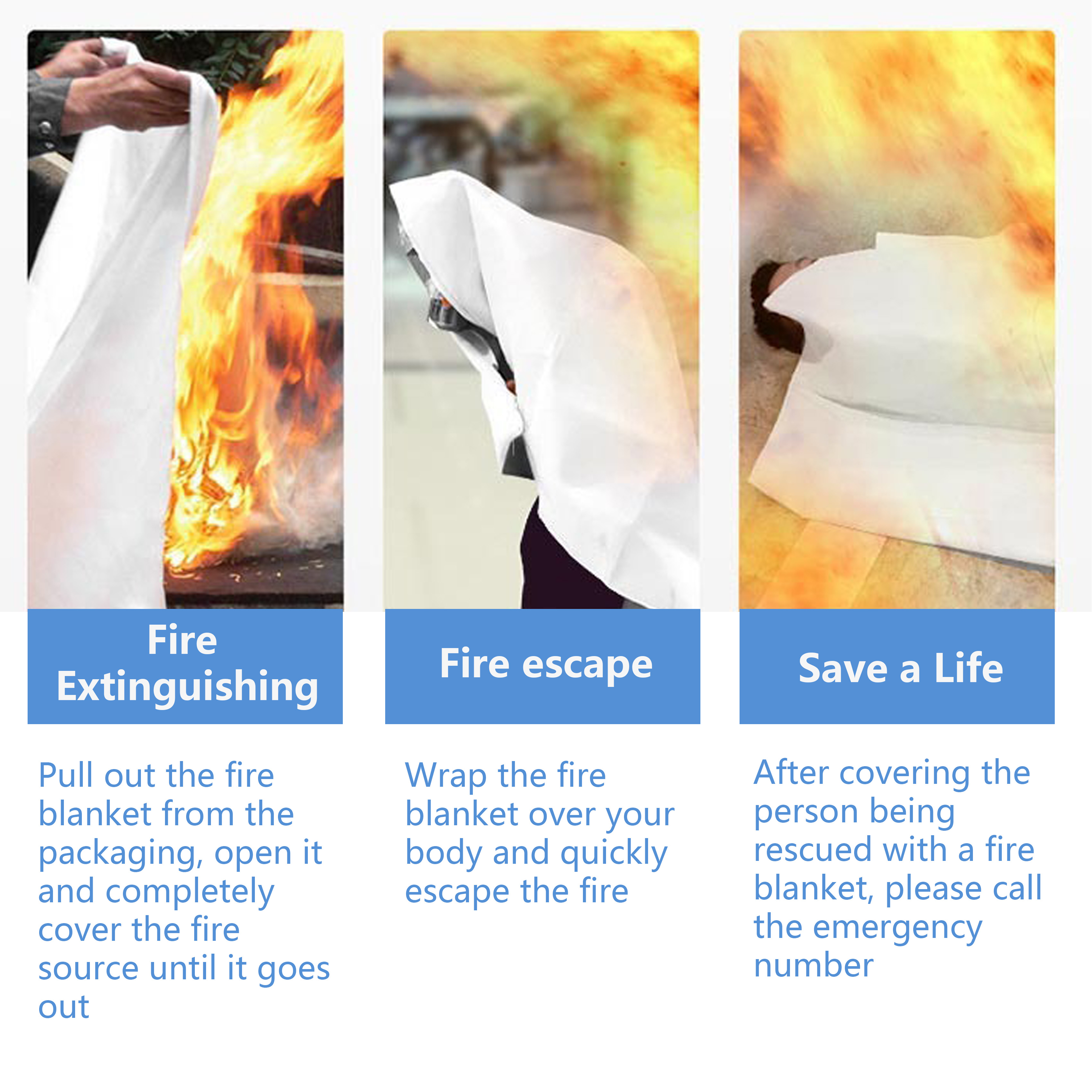 1m x 1m Fiberglass Fire Blanket Fire Escape Fire Extinguisher Tool ...