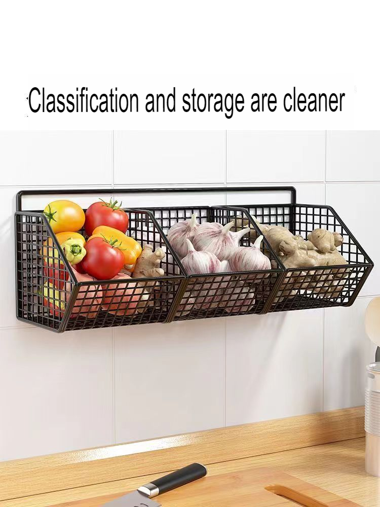 Kitchen Storage Wall-Mounted Rack Storage Rack Onion Ginger Garlic ...