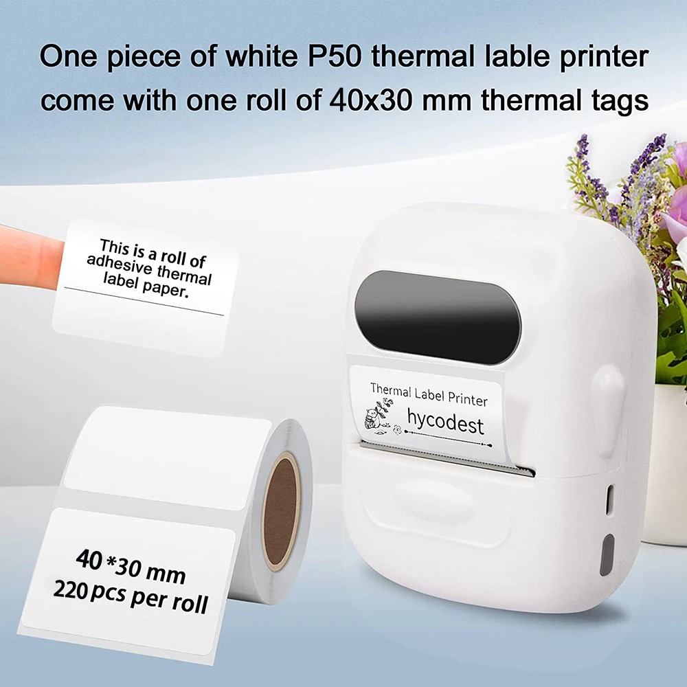 Mini Thermal Label Printer P50 12-57mm Portable Tag Printer Inkless ...