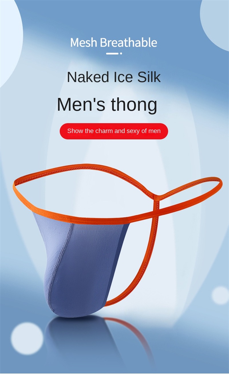 3pcs Mens Underwear Front Pocket Ice Silk G-String Thong Low-Rise ...