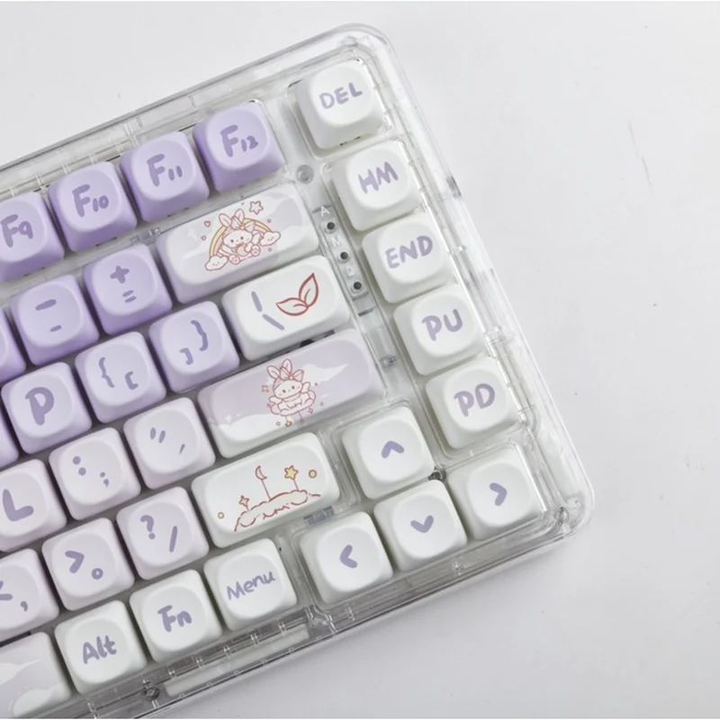 Keycaps 137 Keys Purple Rabbit Moa Profile Dye-sublimation for Cherry ...