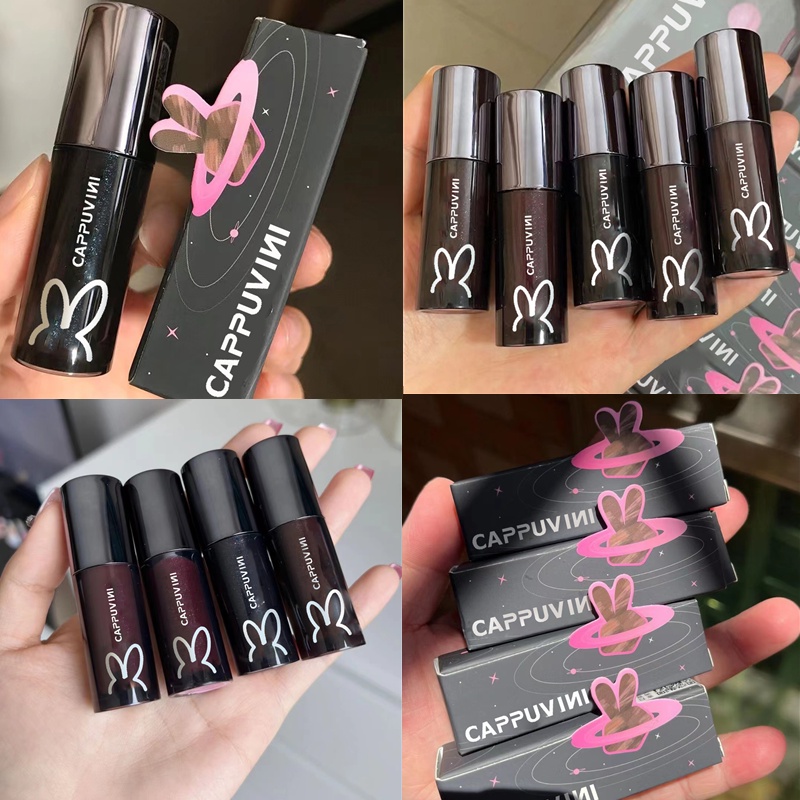 CAPPUVINI new small black tube rabbit lip glaze, nude lipstick, velvet ...
