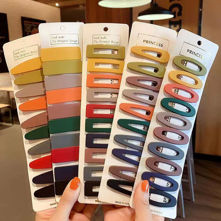 10Pcs Colorful Hair Clips Set Geometric Matte BB Clips For Women Side ...