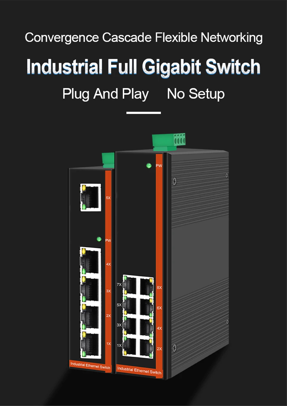 ONTi 5 Ports And 8 ports ruggedized Switch 10/100/1000Mbps Ethernet ...