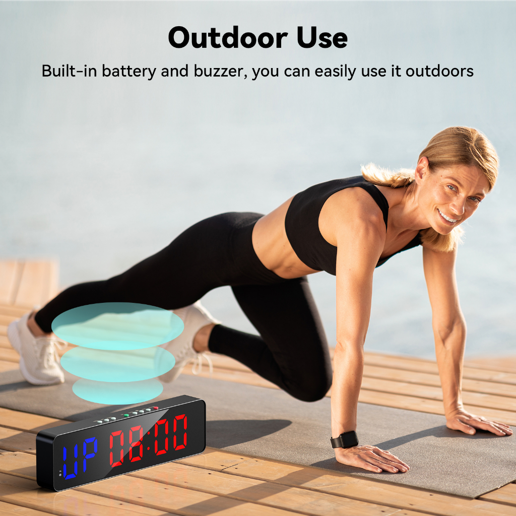 2 in 1 Rechargeable&AC Plug-in 2 inch Gym Timer LED Interval Workout ...