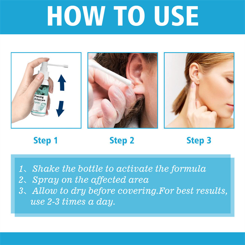Piercing Aftercare Spray Earring Hole Cleaning Pain Relieving Swelling ...