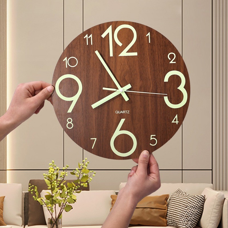 12" / 30CM Wall Clock Glow In The Dark Silent Quartz Indoor Bedroom ...