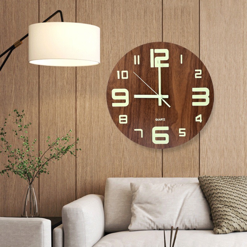 12" / 30CM Wall Clock Glow In The Dark Silent Quartz Indoor Bedroom ...
