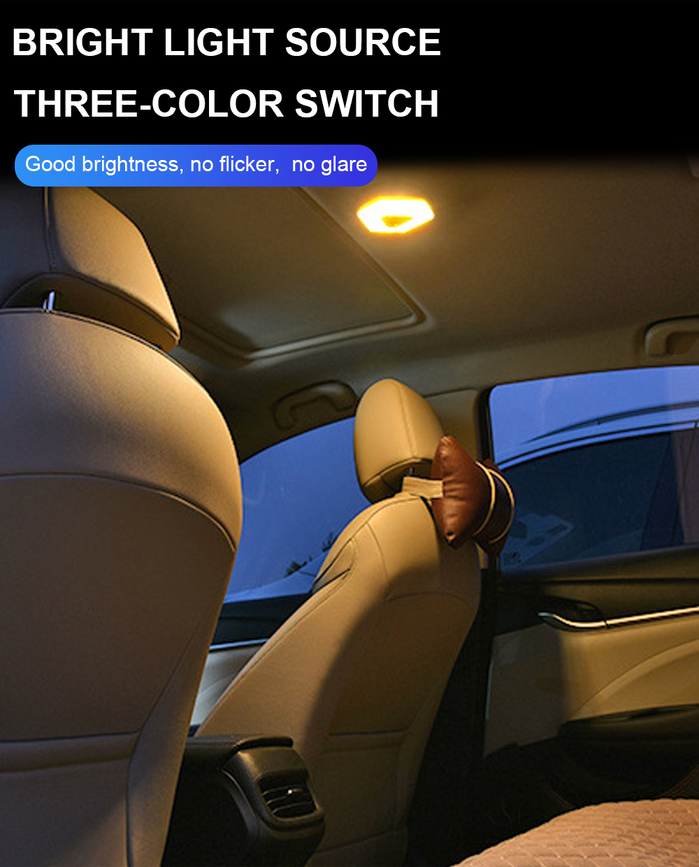 1 Set 4-Color Car Interior Reading Light 33 LED Night Light USB ...