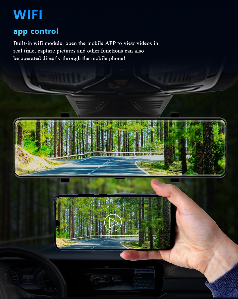 Asawin H109 4K WIFI Rear View Mirror Dashcam GPS ADAS Front And Back