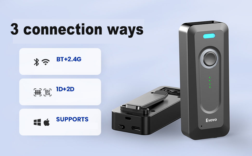Eyoyo Portable Mini 3in1 Wireless 1D 2D Barcode Scanner Via Bluetooth ...