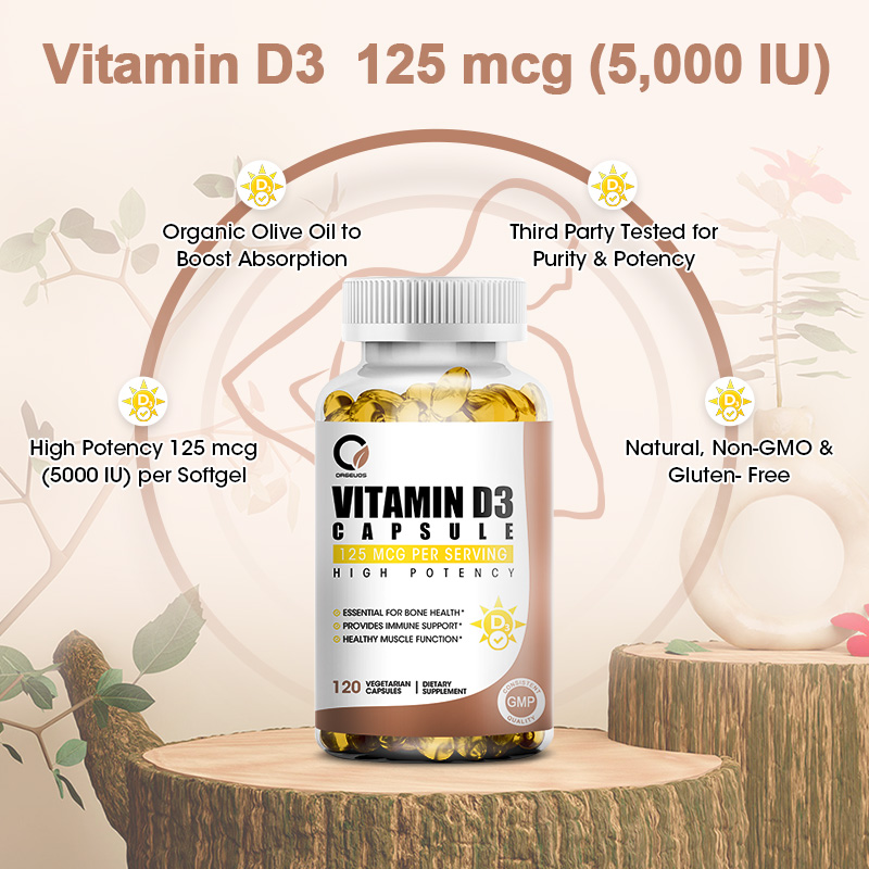 Curated visual reference: Visual Reference: Orgeuos Vitamin D3 Capsule 125Mcg Per Promote Bone Growth And