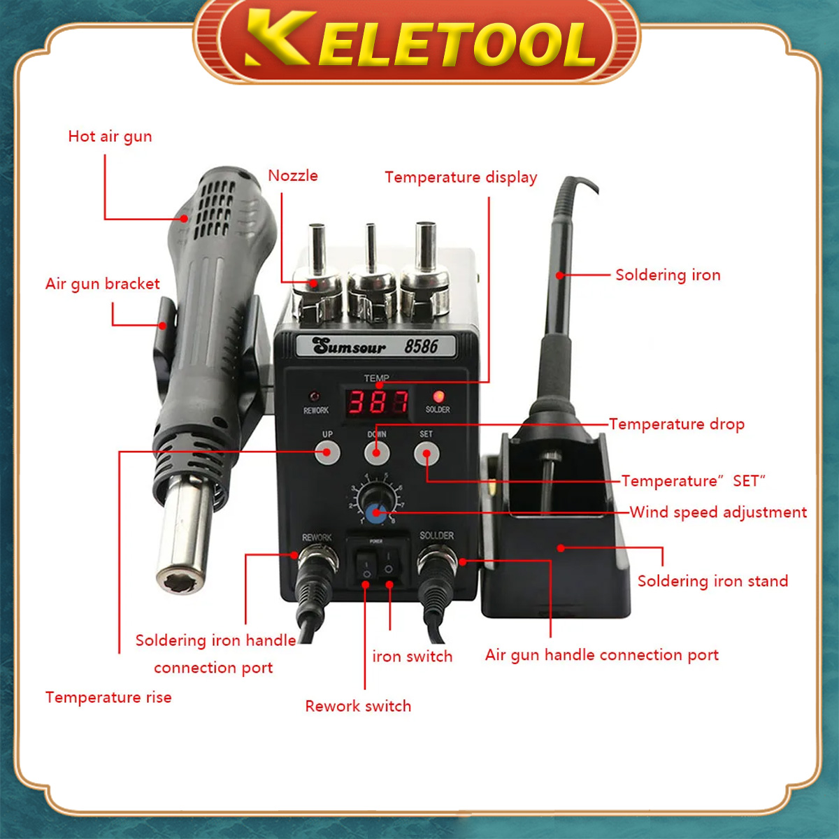 Soldering gun SMD Rework Soldering Station 8586 1500W Soldering Iron ...